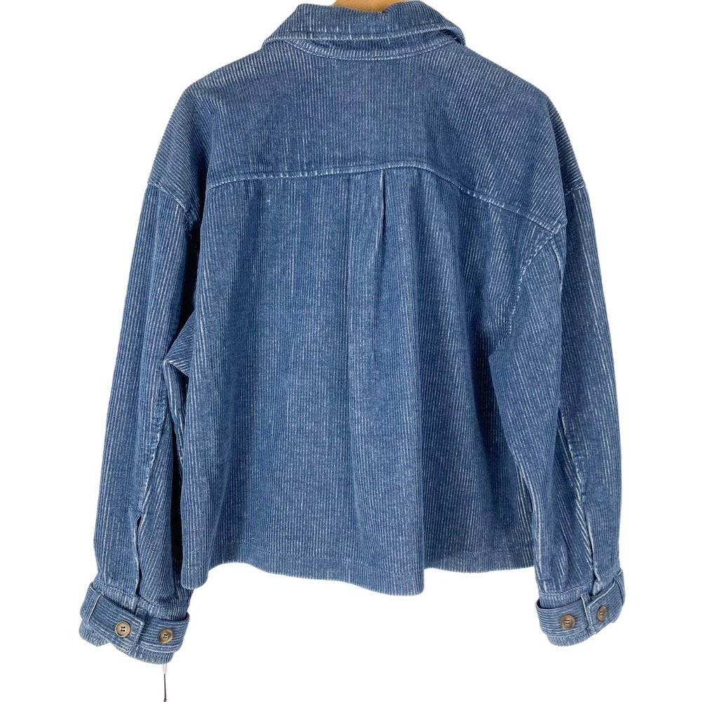 Avec Les Filles Corduroy Cropped Shacket Spring Jacket Women XL Blue Utility NWT - Picture 2 of 7